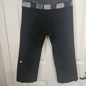 lululemon athletica Black Capri Leggings with Striped Waistband